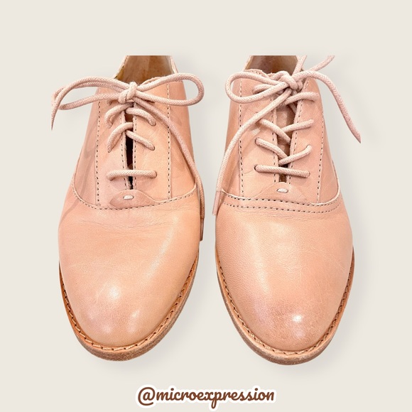 $328 Frye Grace Oxford Light Pink Real Leather Lace Up Casual Formal Work Flat - Picture 14 of 16